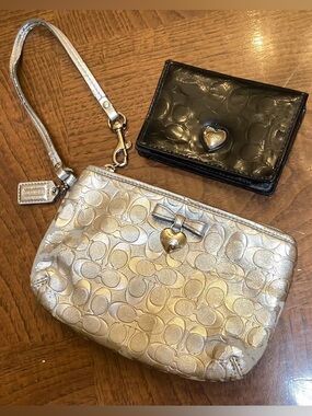 Coach Silver Wristlet Wallet Set